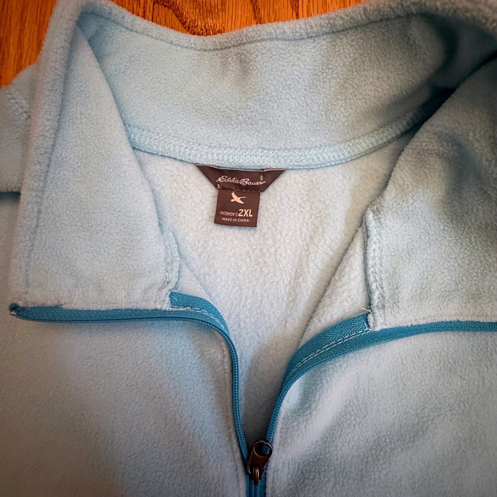 Eddie Bauer Fleece Pullover 1/4 Zip Women's 2XL Long Sleeve Blue Cozy Casual - Picture 2 of 6